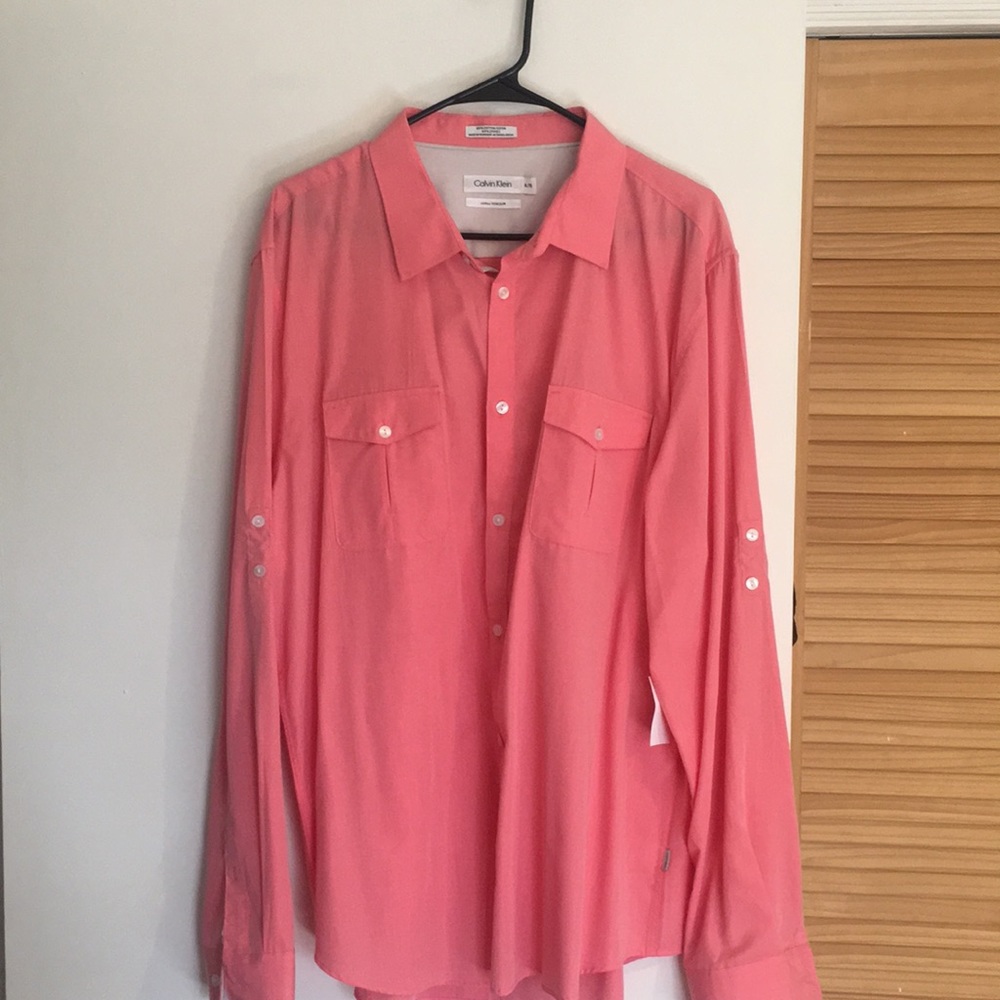Peach button down shirt